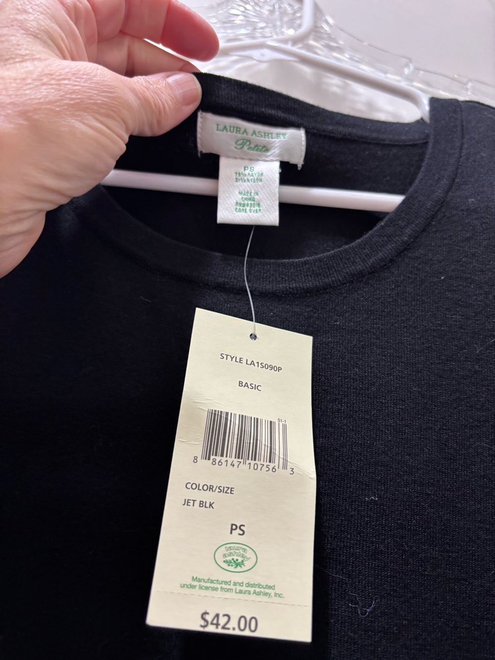 Laura Ashley Black Short Sleeve Crewneck Tee